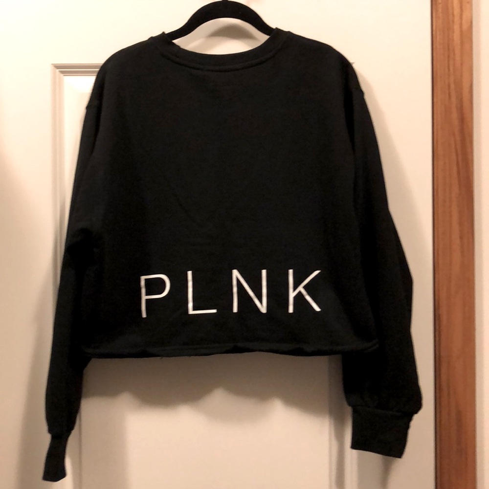 Black raw hem crop sweatshirt, PLNK Fitness